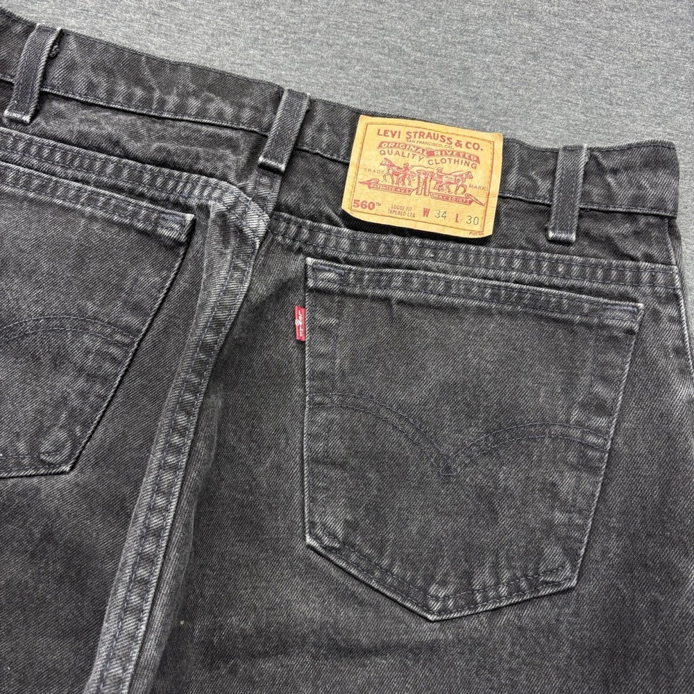 Vintage 90's Levi's 560 Jeans Mens 34x30 Black Loose Fit Tapered Leg Made In USA